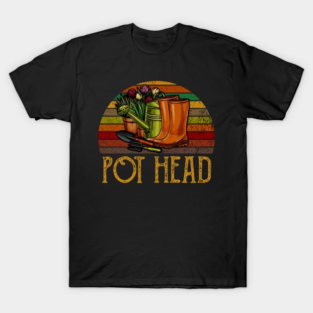 Pot Head Stone Flowers Vintage T-Shirt by Drich Store